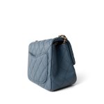 23K Blue Lambskin Quilted Mini Square Pearl Crush Antique Gold Hardware - Image 4