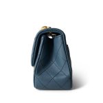 23K Blue Lambskin Quilted Mini Square Pearl Crush Antique Gold Hardware - Image 2
