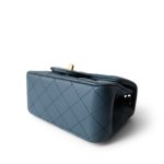 23K Blue Lambskin Quilted Mini Square Pearl Crush Antique Gold Hardware - Image 6