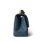 23K Blue Lambskin Quilted Mini Square Pearl Crush Antique Gold Hardware - Image 4