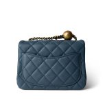 23K Blue Lambskin Quilted Mini Square Pearl Crush Antique Gold Hardware - Image 3
