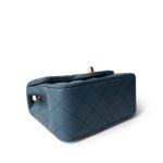 23K Blue Lambskin Quilted Mini Square Pearl Crush Antique Gold Hardware - Image 7