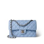 23P Light Blue Classic Flap Small Light Gold Hardware - Image 2