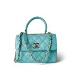 24C Tiffany Blue Lambskin Quilted Mini Trendy CC Light Gold Hardware - Image 2