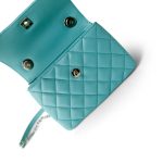 24C Tiffany Blue Lambskin Quilted Mini Trendy CC Light Gold Hardware - Image 10