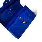 Blue Caviar Chevron Classic Flap Small Light Gold Hardware - Image 13