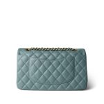 18C Pearly Light Blue Caviar Quilted Classic Flap Medium Antique Gold Hardware - Image 11
