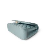 18C Pearly Light Blue Caviar Quilted Classic Flap Medium Antique Gold Hardware - Image 9