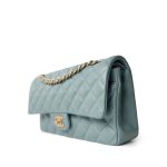 18C Pearly Light Blue Caviar Quilted Classic Flap Medium Antique Gold Hardware - Image 5