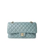 18C Pearly Light Blue Caviar Quilted Classic Flap Medium Antique Gold Hardware - Image 16