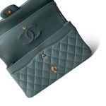 18C Pearly Light Blue Caviar Quilted Classic Flap Medium Antique Gold Hardware - Image 7