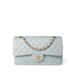 Vintage Light Blue Lambskin Quilted Classic Flap Medium Gold Hardware - Image 2