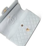 Vintage Light Blue Lambskin Quilted Classic Flap Medium Gold Hardware - Image 7