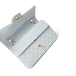 Vintage Light Blue Lambskin Quilted Classic Flap Medium Gold Hardware - Image 3