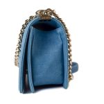 Denim Pleated Old Medium Light Blue Boy Bag - Image 5