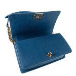Denim Pleated Old Medium Light Blue Boy Bag - Image 6