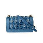 Denim Pleated Old Medium Light Blue Boy Bag - Image 7