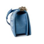Denim Pleated Old Medium Light Blue Boy Bag - Image 8