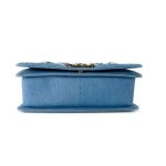 Denim Pleated Old Medium Light Blue Boy Bag - Image 10