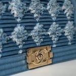 Denim Pleated Old Medium Light Blue Boy Bag - Image 11