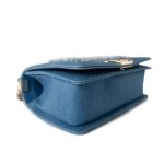 Denim Pleated Old Medium Light Blue Boy Bag - Image 12