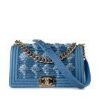 Denim Pleated Old Medium Light Blue Boy Bag - Image 15