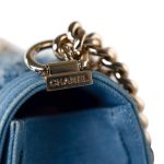 Denim Pleated Old Medium Light Blue Boy Bag - Image 3