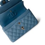22S Light Blue Caviar Quilted Classic Flap Small Light Gold Hardware - Image 8