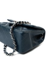 Navy Blue Caviar Quilted Mini Square Single Flap Silver Hardware - Image 12