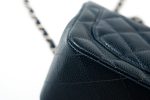 Navy Blue Caviar Quilted Mini Square Single Flap Silver Hardware - Image 19