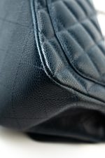 Navy Blue Caviar Quilted Mini Square Single Flap Silver Hardware - Image 21