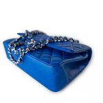 Royal Blue Lambskin Quilted Classic Flap Medium Silver Hardware - Image 13