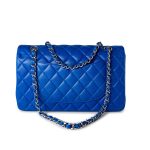 Royal Blue Lambskin Quilted Classic Flap Medium Silver Hardware - Image 12