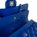 Royal Blue Lambskin Quilted Classic Flap Medium Silver Hardware - Image 14