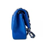 Royal Blue Lambskin Quilted Classic Flap Medium Silver Hardware - Image 11