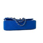 Royal Blue Lambskin Quilted Classic Flap Medium Silver Hardware - Image 6