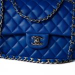 Royal Blue Lambskin Quilted Classic Flap Medium Silver Hardware - Image 10