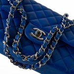 Royal Blue Lambskin Quilted Classic Flap Medium Silver Hardware - Image 9
