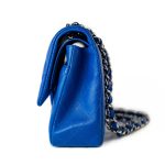 Royal Blue Lambskin Quilted Classic Flap Medium Silver Hardware - Image 8