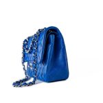 Royal Blue Lambskin Quilted Classic Flap Medium Silver Hardware - Image 7