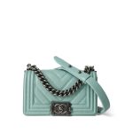 20C Tiffany Blue Caviar Chevron Small Boy Bag Ruthenium Hardware