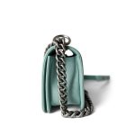20C Tiffany Blue Caviar Chevron Small Boy Bag Ruthenium Hardware - Image 4