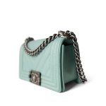 20C Tiffany Blue Caviar Chevron Small Boy Bag Ruthenium Hardware - Image 2