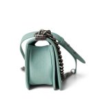 20C Tiffany Blue Caviar Chevron Small Boy Bag Ruthenium Hardware - Image 6