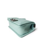 20C Tiffany Blue Caviar Chevron Small Boy Bag Ruthenium Hardware - Image 5