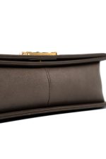 18A Taupe/ Khaki Brown Caviar Quilted Old Medium Boy Bag Antique Gold Hardware - Image 4