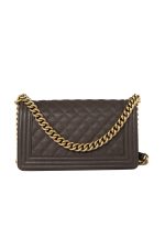 18A Taupe/ Khaki Brown Caviar Quilted Old Medium Boy Bag Antique Gold Hardware - Image 7