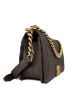 18A Taupe/ Khaki Brown Caviar Quilted Old Medium Boy Bag Antique Gold Hardware - Image 9