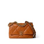 21A Light Brown Lambskin Quilted 19 Flap Small Mixed Hardware - Image 11