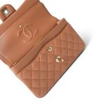 21P Caramel Lambskin Quilted Classic Flap Small Light Gold Hardware - Image 10